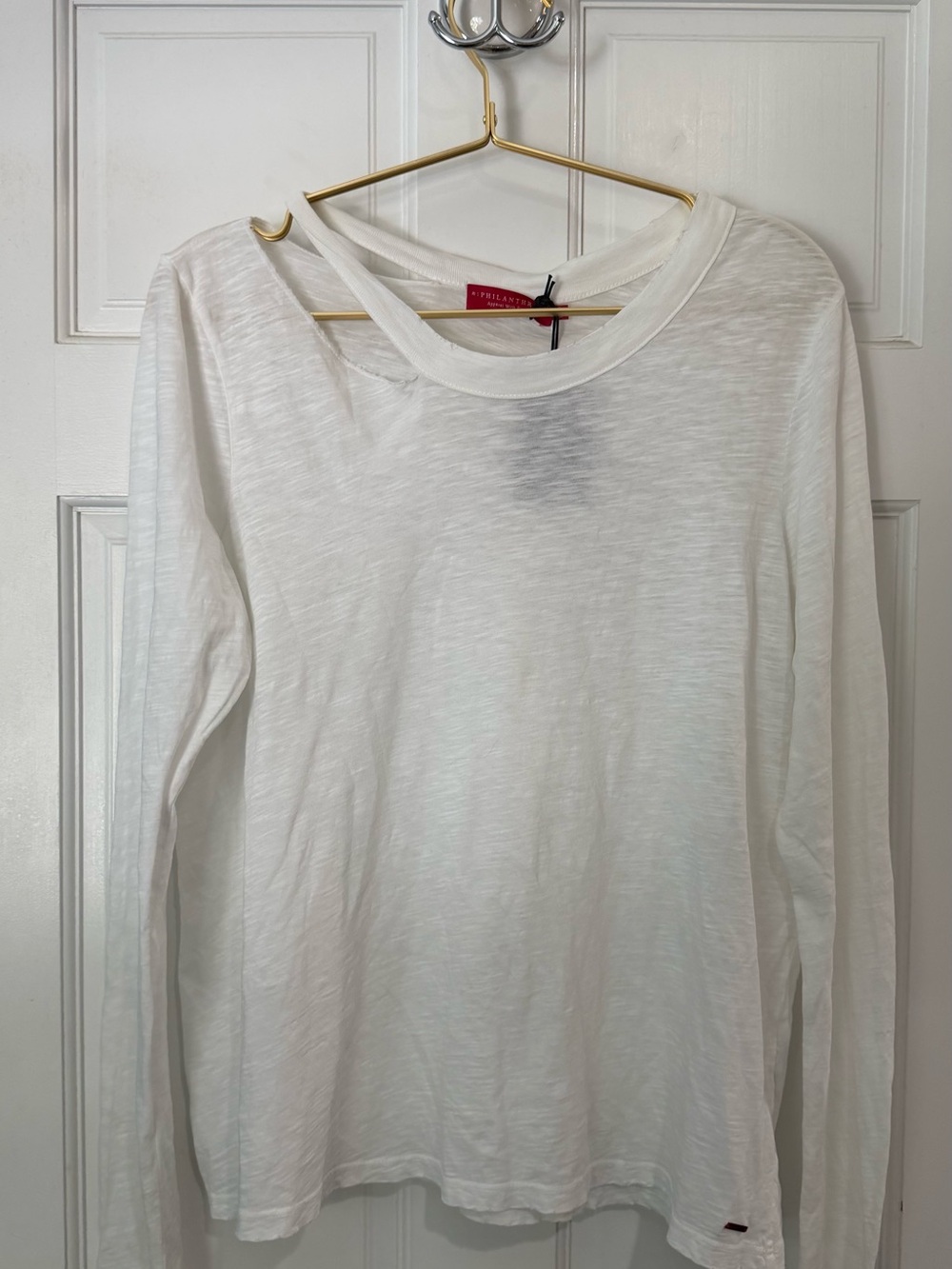 n:PHILANTHROPY White Lightweight Long-Sleeve Slub Tee Size Medium